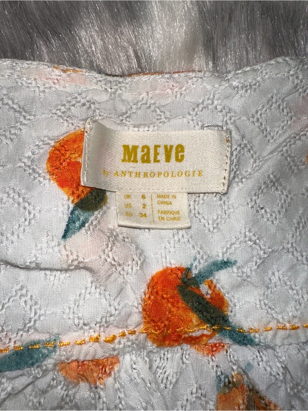 Maeve Orange Fruit Button down top size 2 - Picture 3 of 6